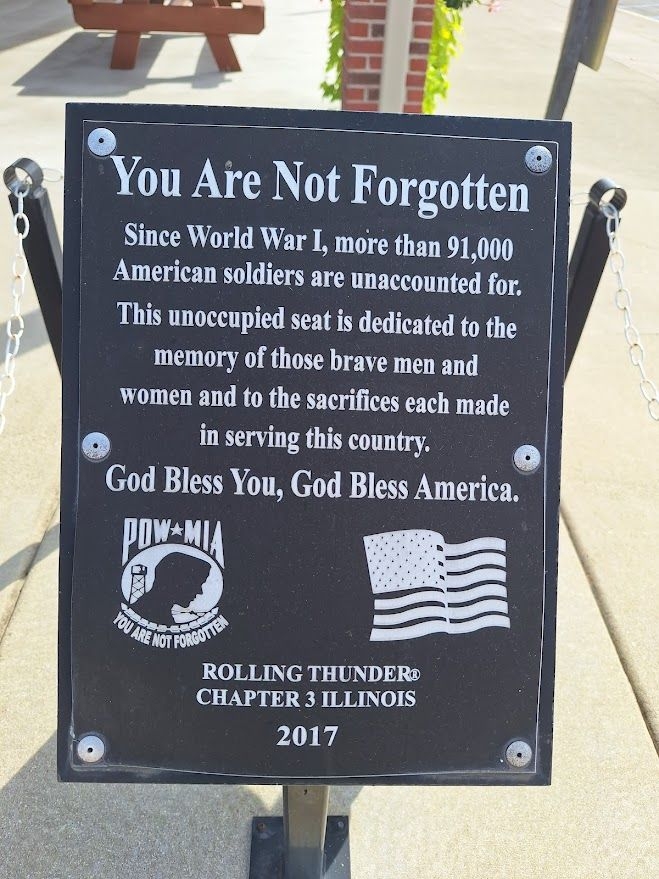 YOU ARE NOT FORGOTTEN WAR MEMORIAL CHAIR PLAQUE PALESTINE