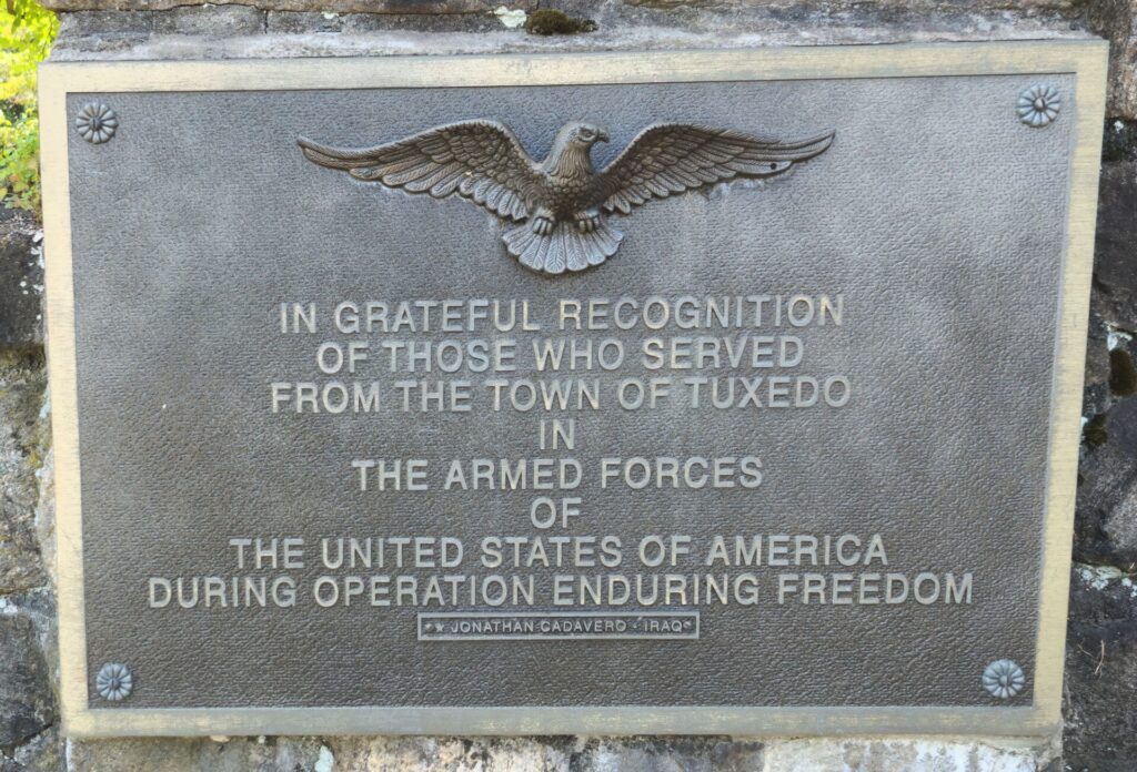 TOWN OF TUXEDO IRAQ WAR MEMORIAL PLAQUE