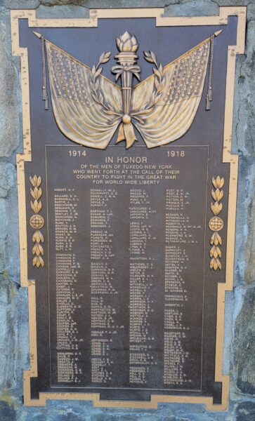 TUXEDO GREAT WAR MEMORIAL PLAQUE