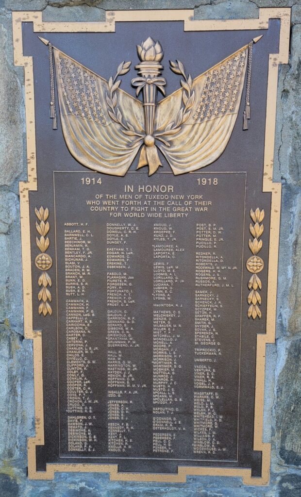 TUXEDO GREAT WAR MEMORIAL PLAQUE