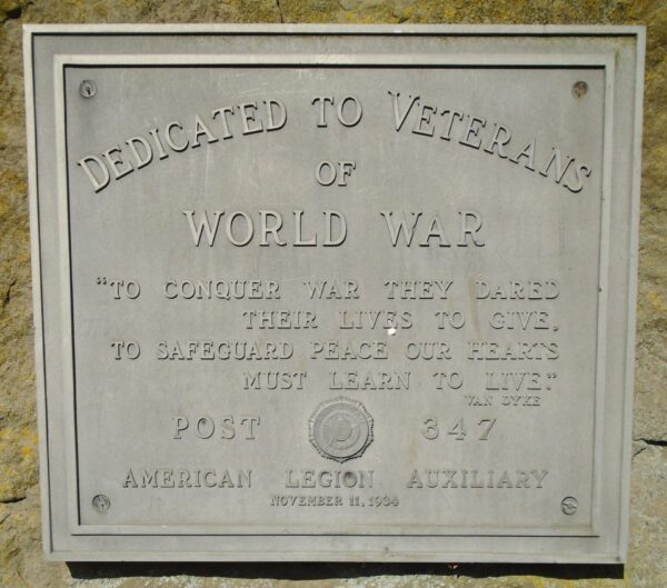 AMERICAN LEGION POST 347 WORLD WAR MEMORIAL PLAQUE