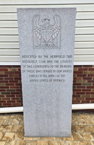 HEMPFIELD TWP. ROOSEVELT CLUB VETERANS OF ALL WARS MEMORIAL