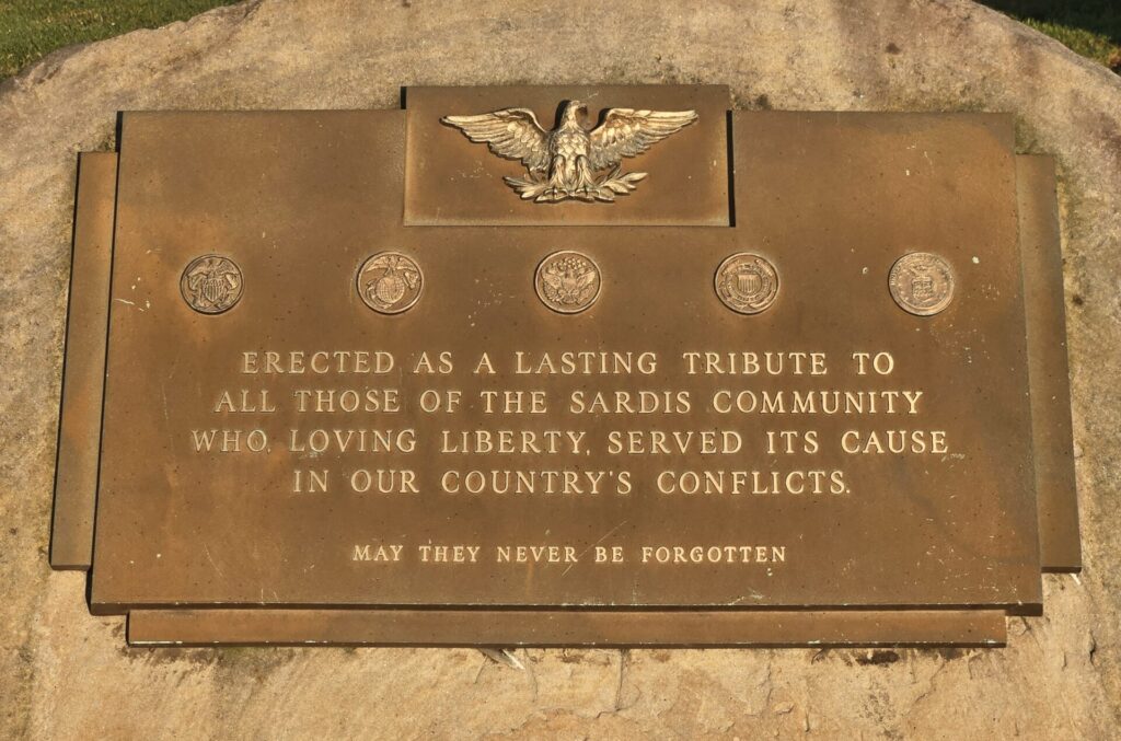 SARDIS COMMUNITY ALL WHO SERVED IN OUR COUNTRY’S CONFLICTS MEMORIAL PLAQUE