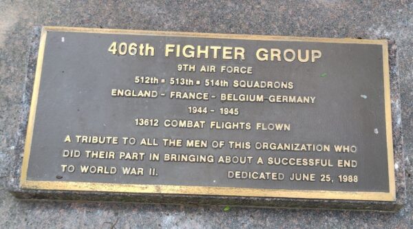 406TH FIGHTER GROUP WAR MEMORIAL PLAQUE DAYTON