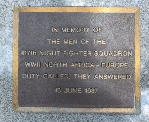 417TH NIGHT FIGHTER SQUADRON WAR MEMORIAL PLAQUE DAYTON