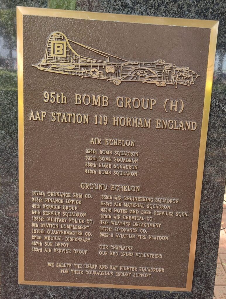 95TH BOMB GROUP (H) WAR MEMORIAL PLAQUE B
