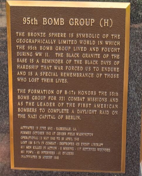95TH BOMB GROUP (H) WAR MEMORIAL PLAQUE A