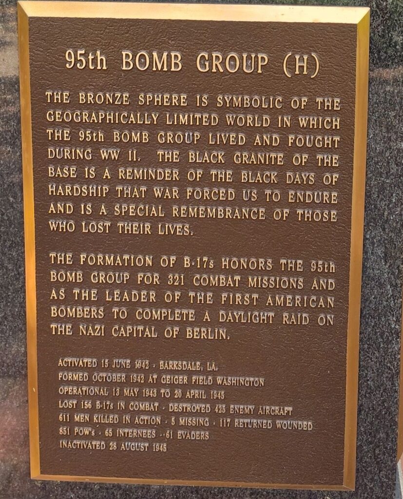95TH BOMB GROUP (H) WAR MEMORIAL PLAQUE A