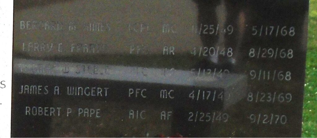 PUNXSUTAWNEY VIETNAM WAR MEMORIAL RIGHT STONE