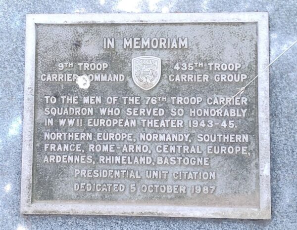 9TH TROOP CARRIER COMMAND 435TH TROOP CARRIER GROUP WAR MEMORIAL PLAQUE