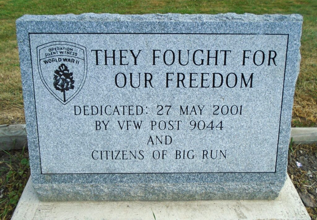 THEY FOUGHT FOR OUR FREEDOM WAR MEMORIAL