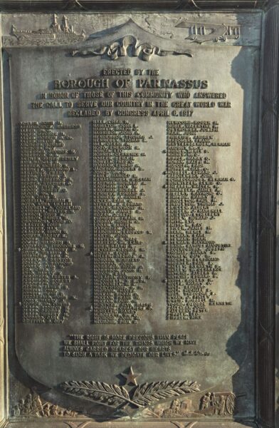 BOROUGH OF PARNASSUS GREAT WORLD WAR MEMORIAL PLAQUE