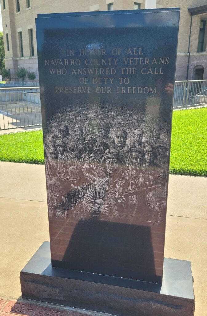 NAVARRO COUNTY WAR VETERANS MEMORIAL DEDICATION PANEL FRONT