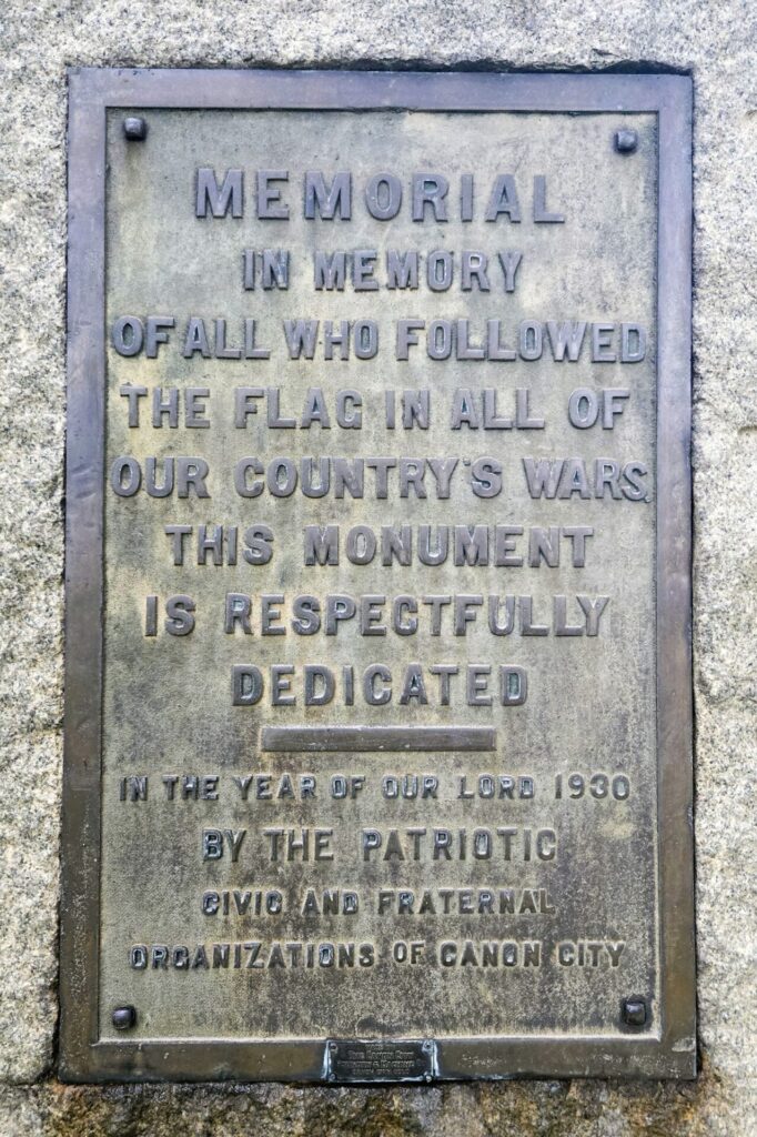 CANON CITY WAR VETERANS MEMORIAL PLAQUE