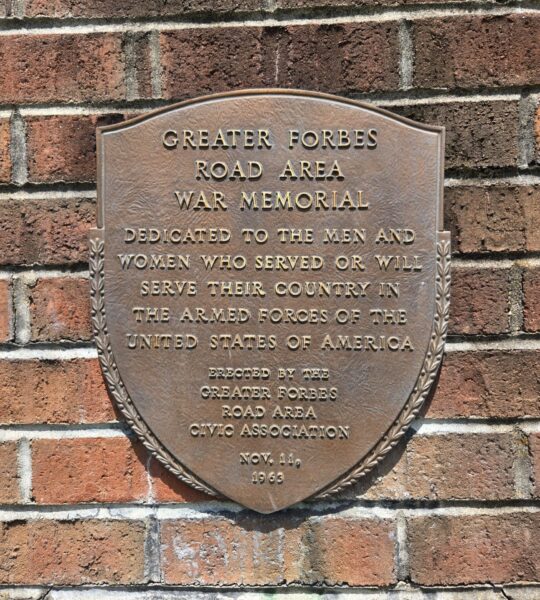 GREATER FORBES ROAD AREA WAR MEMORIAL PLAQUE