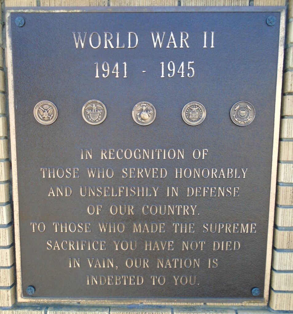 MILESBURG WAR VETERANS MEMORIAL PLAQUE E