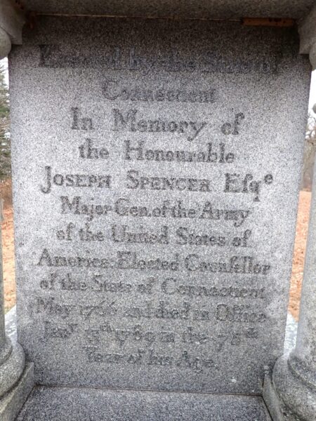 JOSEPH SPENCER ESQ MAJOR GEN OF THE ARMY MEMORIAL STONE
