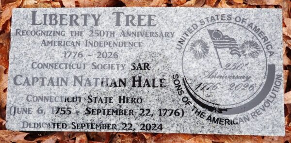 LIBERTY TREE CAPTAIN NATHAN HALE MEMORIAL STONE