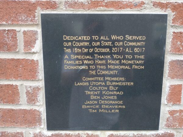 DEDICATED TO ALL WHO SERVED OUR COUNTRY MEMORIAL PLAQUE