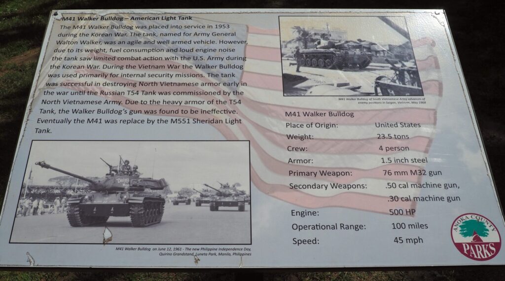 ANOKA COUNTY M41 WALKER BULLDOG TANK MEMORIAL PLAQUE
