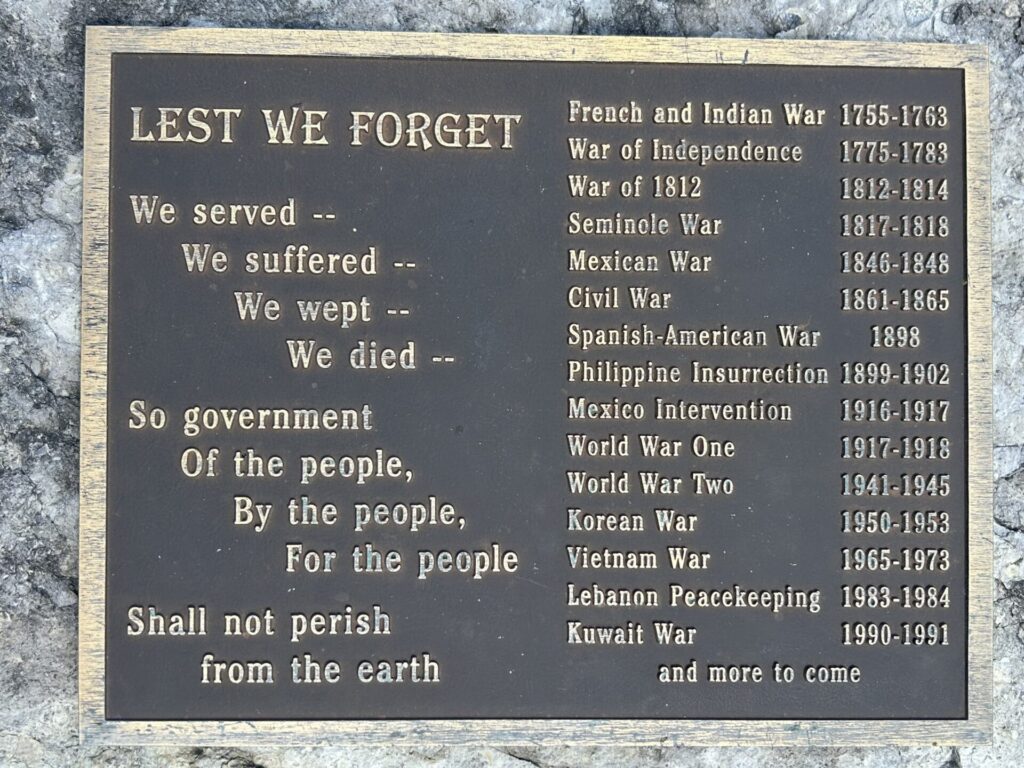 TOWN OF SOUTH BRISTOL WAR MEMORIAL PLAQUE