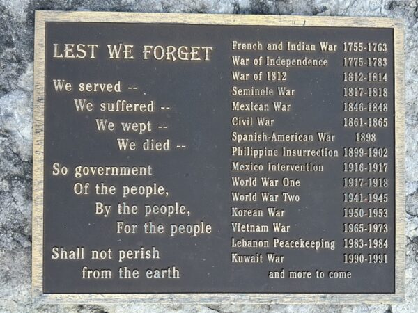 TOWN OF SOUTH BRISTOL WAR MEMORIAL PLAQUE