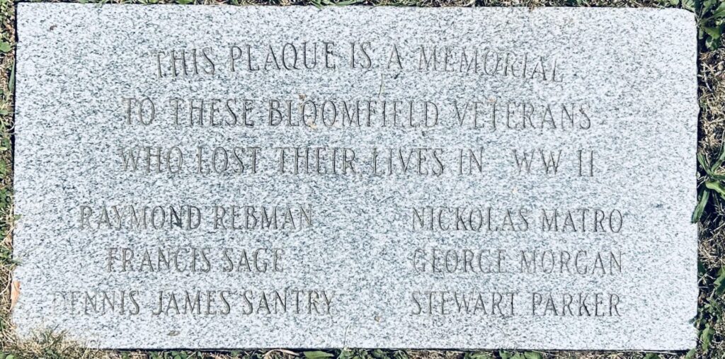 BLOOMFIELD SUPREME SACRIFICE WORLD WAR II MEMORIAL TABLET