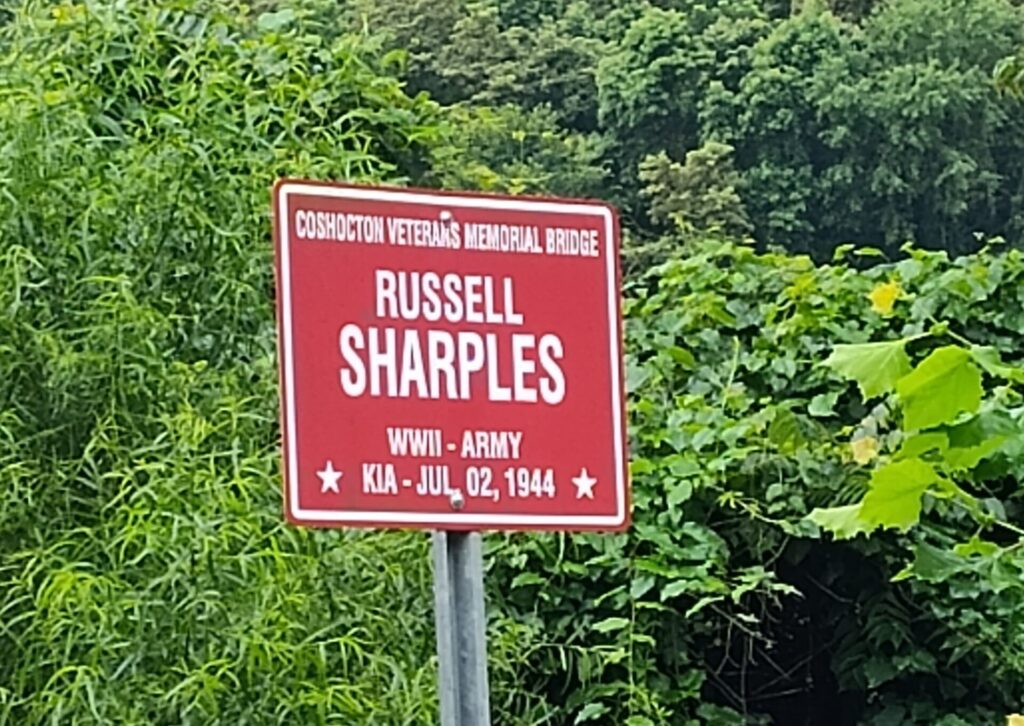 COSHOCTON VETERANS MEMORIAL BRIDGE RUSSELL SHARPLES PLAQUE