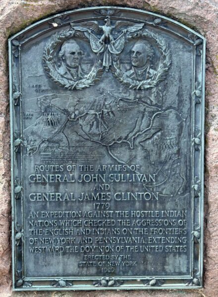 HONEOYE ROUTES OF THE ARMIES OF GENERAL JOHN SULLIVAN AND GENERAL JAMES CLINTON MEMORIAL PLAQUE