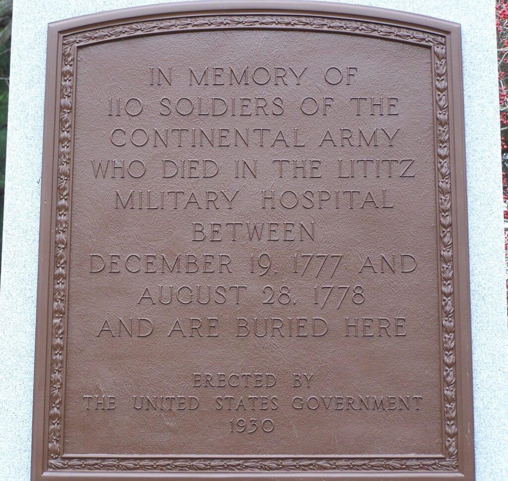 IN MEMORY OF 110 SOLDIERS OF THE CONTINENTAL ARMY MEMORIAL PLAQUE