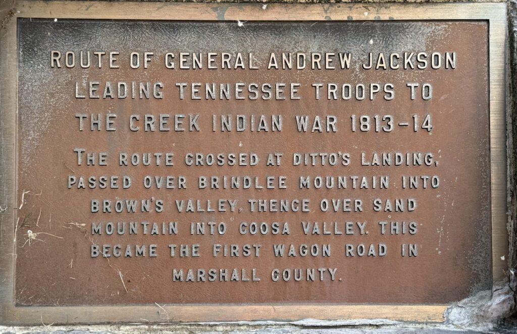 ROUTE OF GENERAL ANDREW JACKSON MEMORIAL PLAQUE