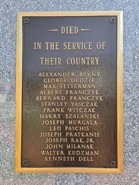 EAST VANDERGRIFT WAR VETERANS MEMORIAL PLAQUE