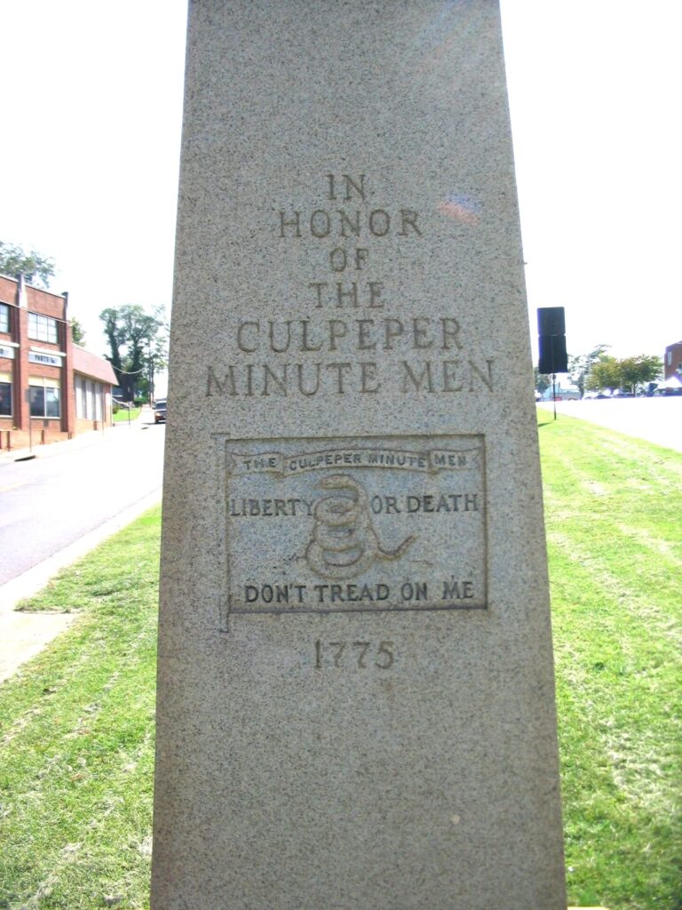CULPEPER MINUTE MEN REVOLUTIONARY WAR MEMORIAL STONE A