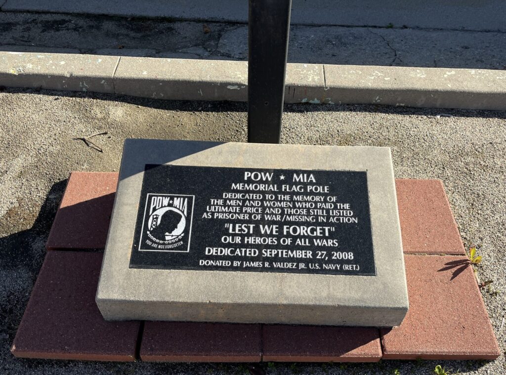 POW MIA MEMORIAL FLAGPOLE PLAQUE