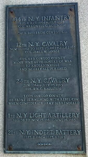 OSWEGO COUNTY CIVIL WAR MEMORIAL PLAQUE C