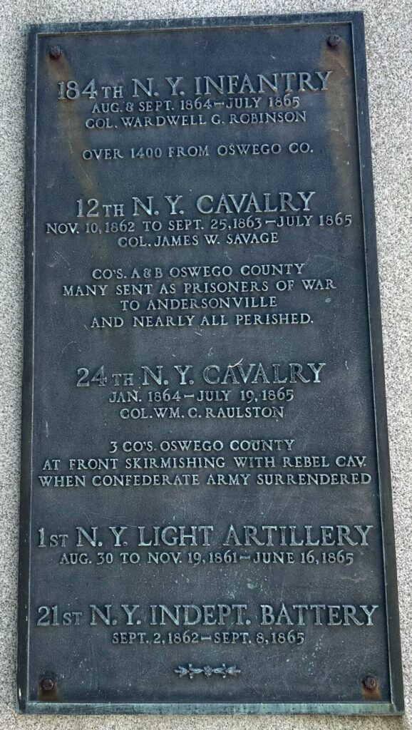 OSWEGO COUNTY CIVIL WAR MEMORIAL PLAQUE C