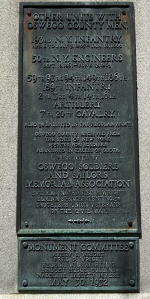 OSWEGO COUNTY CIVIL WAR MEMORIAL PLAQUE B
