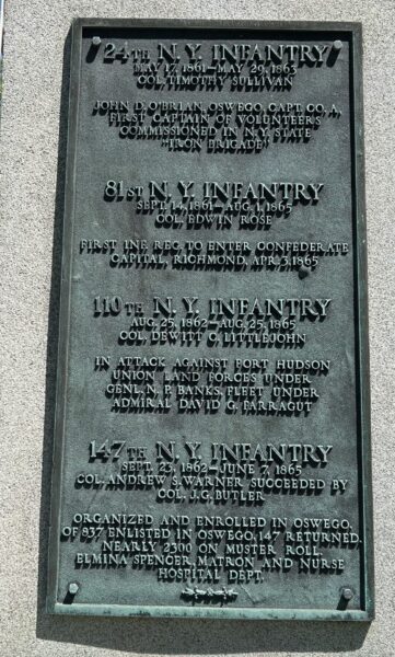 OSWEGO COUNTY CIVIL WAR MEMORIAL PLAQUE A