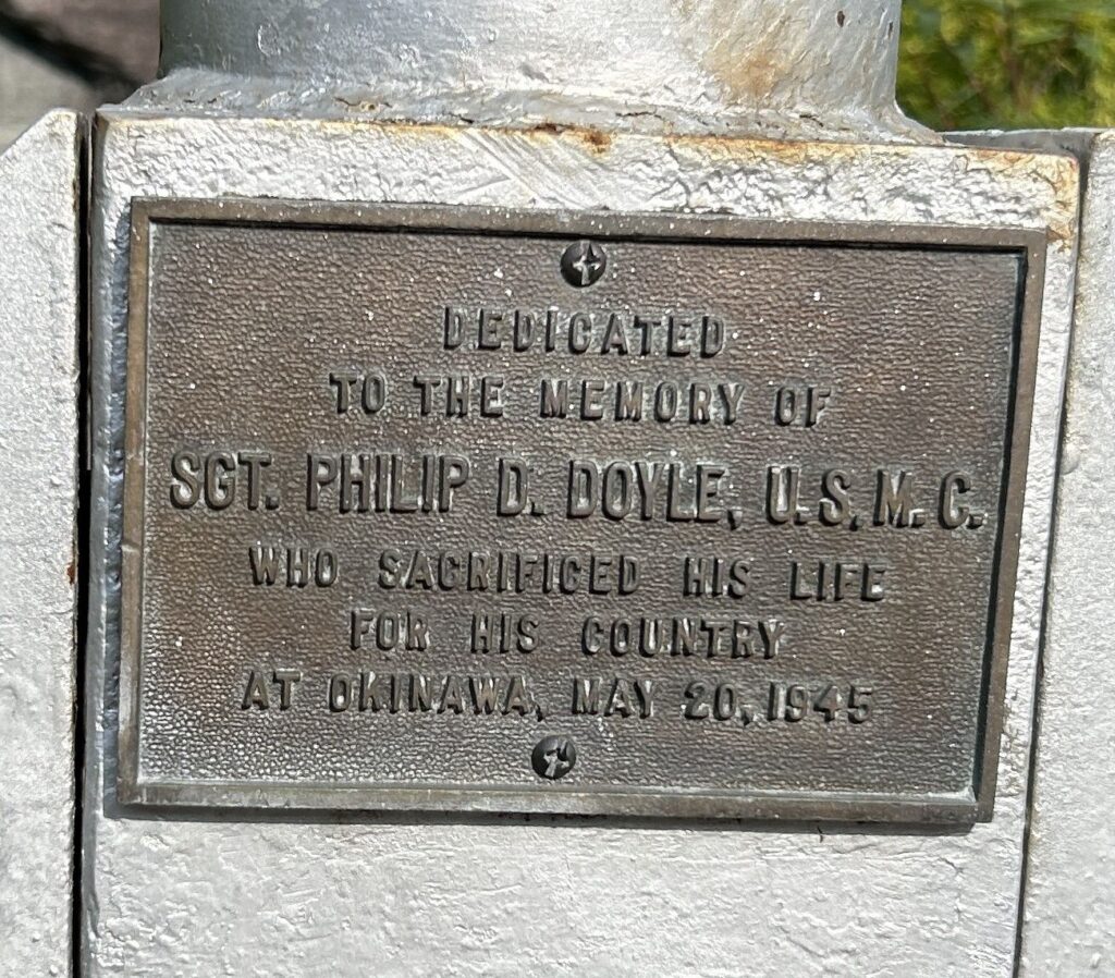 SGT. PHILIP D. BOYLE, U.S.M.C. WAR MEMORIAL FLAGPOLE PLAQUE