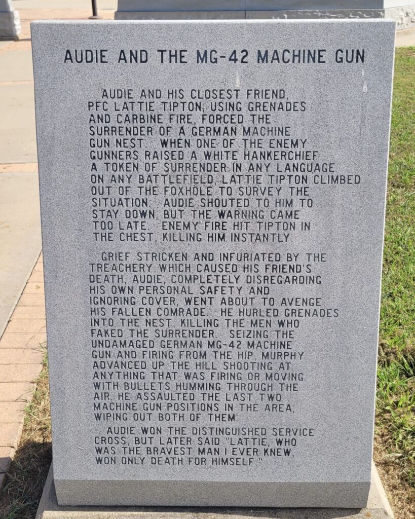 AUDIE AND THE MG-42 MACHINE GUN WAR MEMORIAL