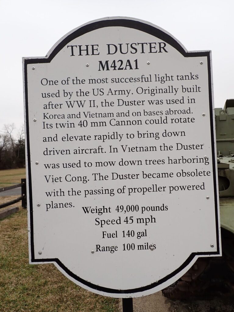 THE DUSTER M42A1 WAR MEMORIAL MARKER