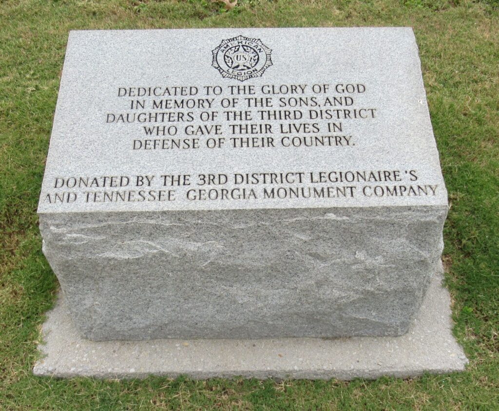 CHATTANOOGA NATIONAL CEMETERY THIRD DISTRICT AMERICAN LEGION WAR MEMORIAL