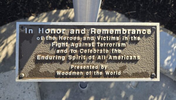IN HONOR AND REMEMBRANCE IN THE FIGHT AGAINST TERRORISM MEMORIAL FLAGPOLE PLAQUE MCHENRY
