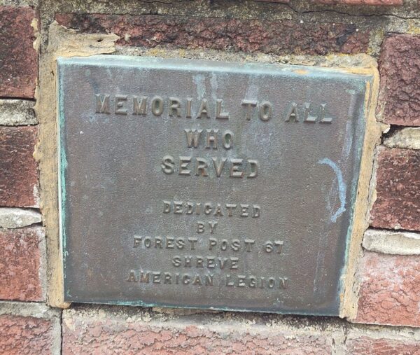 AMERICAN LEGION POST 67 VETERANS MEMORIAL PLAQUE