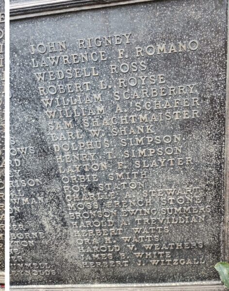 CABELL COUNTY WORLD WAR MEMORIAL ARCH PLAQUE E