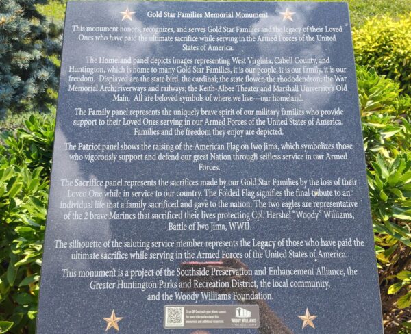 CABELL COUNTY GOLD STAR FAMILIES MEMORIAL MONUMENT STONE