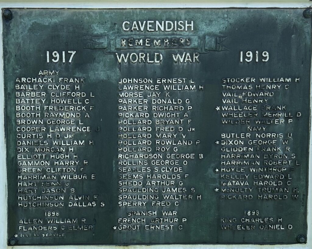 CAVENDISH REMEMBERS WORLD WAR MEMORIAL PLAQUE