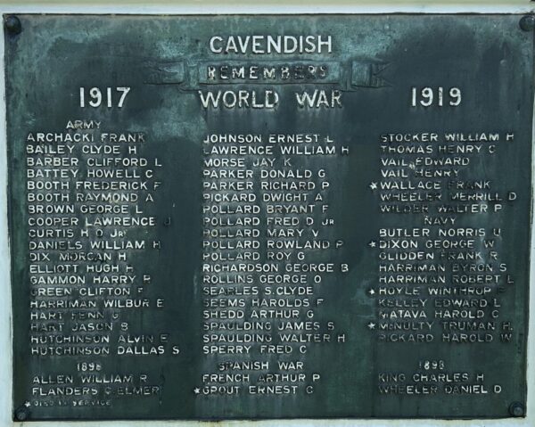 CAVENDISH REMEMBERS WORLD WAR MEMORIAL PLAQUE