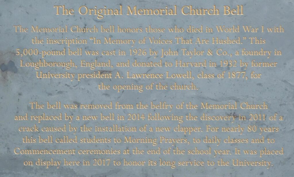 THE ORIGINAL WORLD WAR I MEMORIAL CHURCH BELL PLAQUE