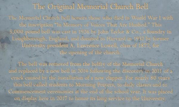 THE ORIGINAL WORLD WAR I MEMORIAL CHURCH BELL PLAQUE